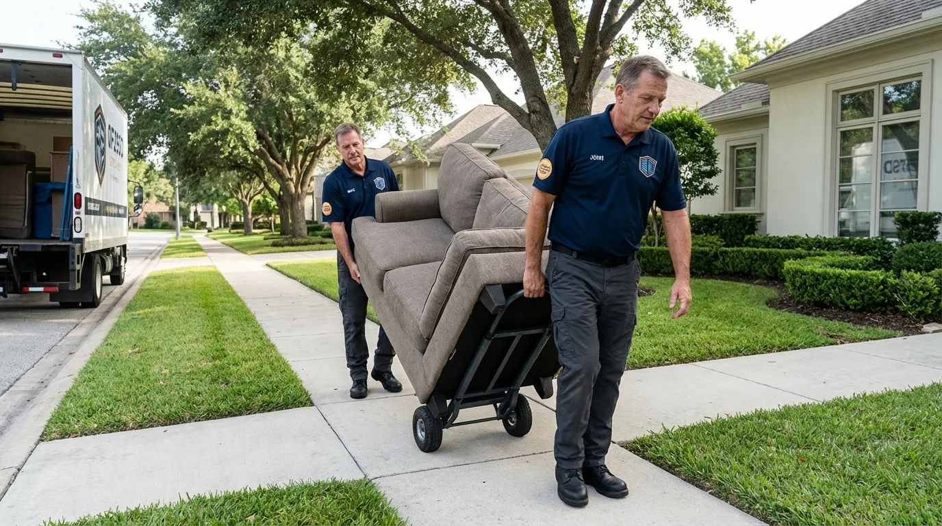 Local residential moving crew loading furniture in North Little Rock, AR