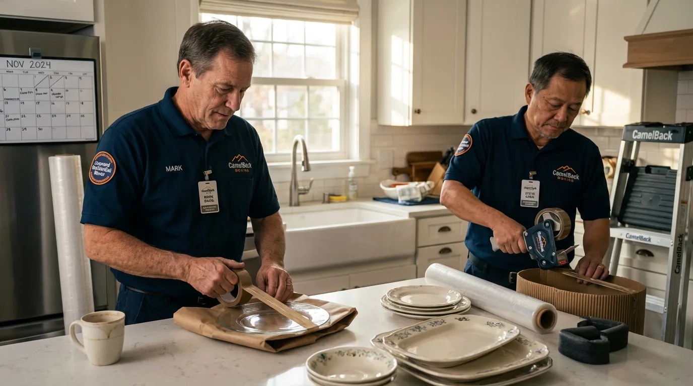 Professional crew packing kitchen dishware in North Little Rock, AR