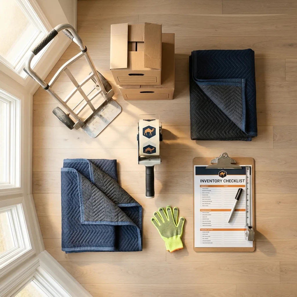 Professional moving supplies and packing materials layout for North Little Rock residential relocations